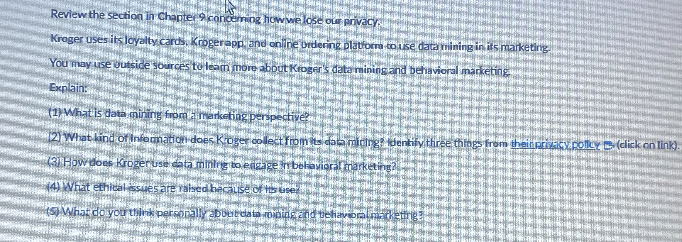  Review the section in Chapter 9 concerning how we lose our