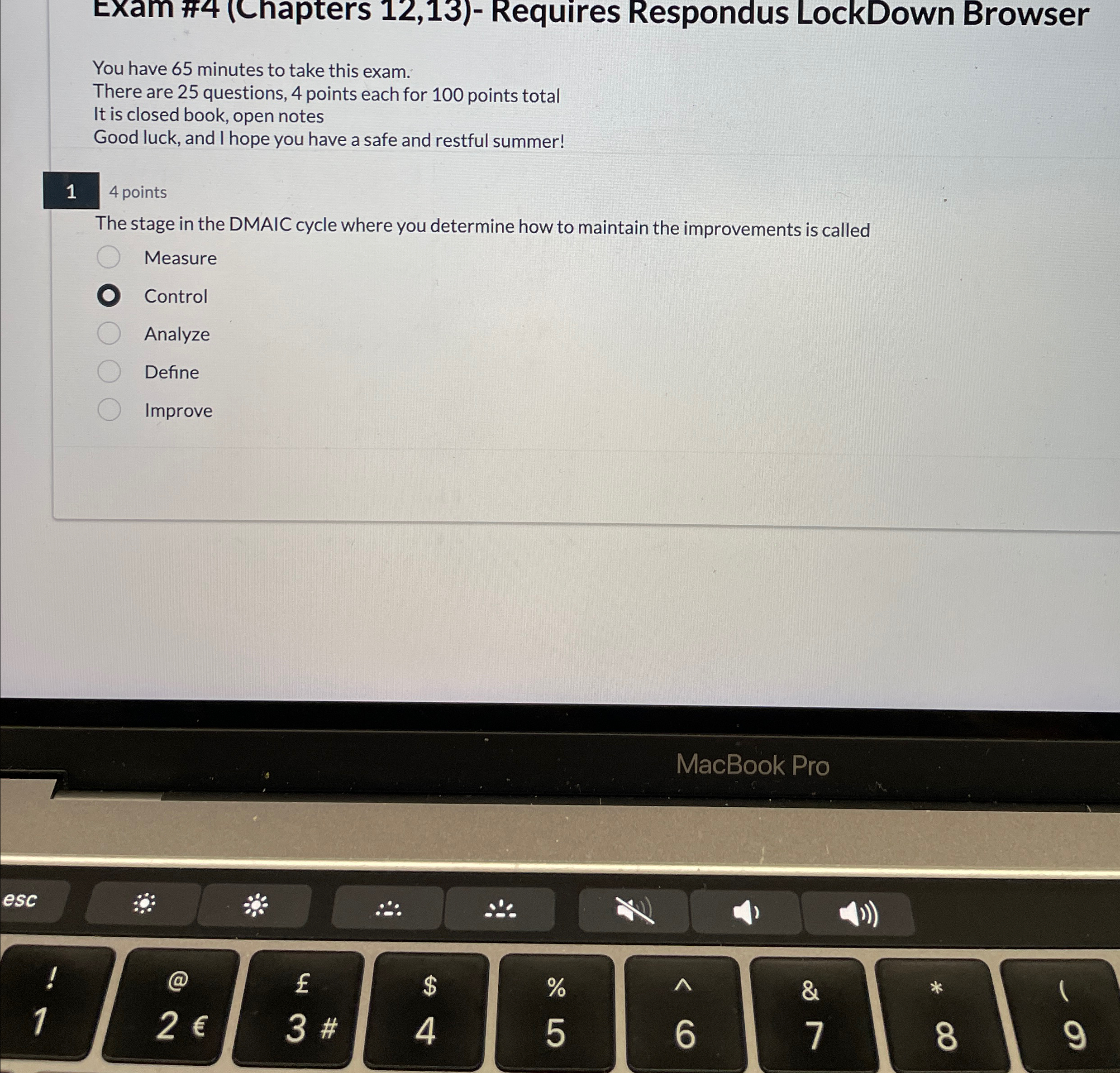  Exam #4(Chapters 12,13)- Requires Respondus LockDown Browser You have 65 minutes