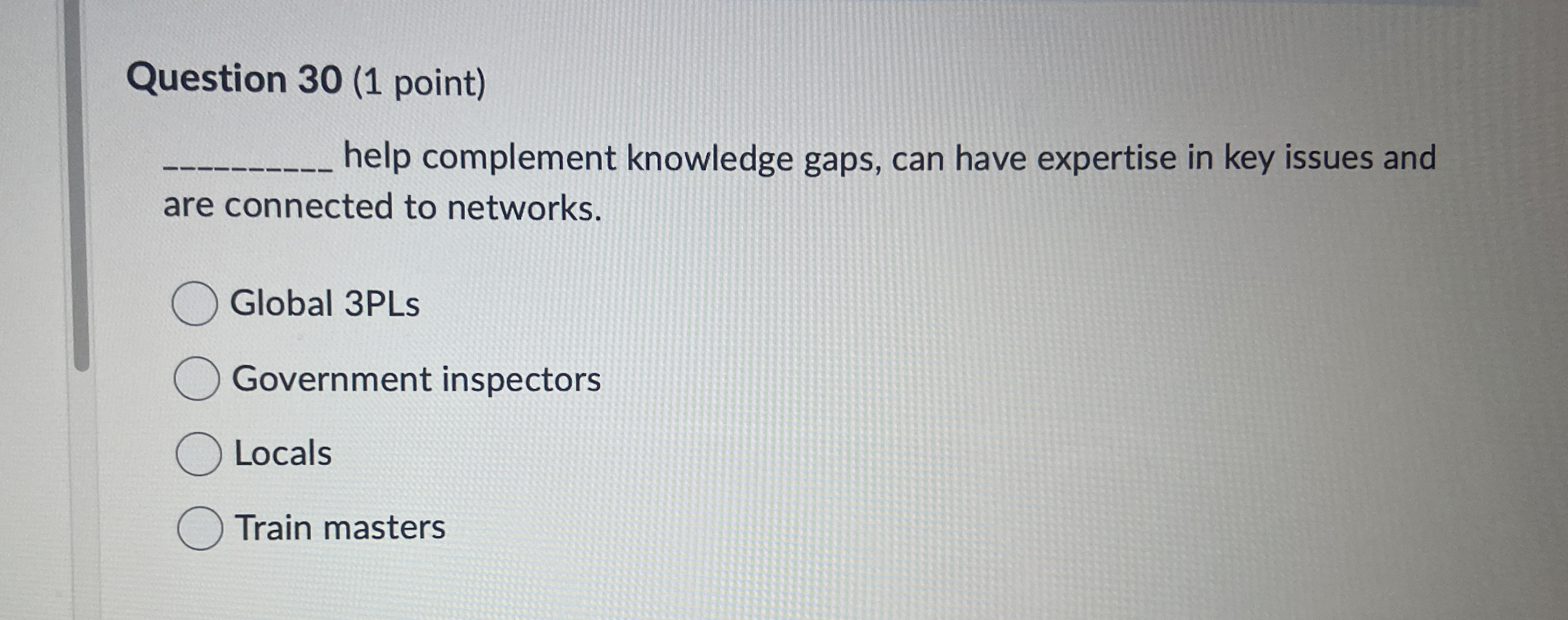  Question 30(1 point) help complement knowledge gaps, can have expertise in