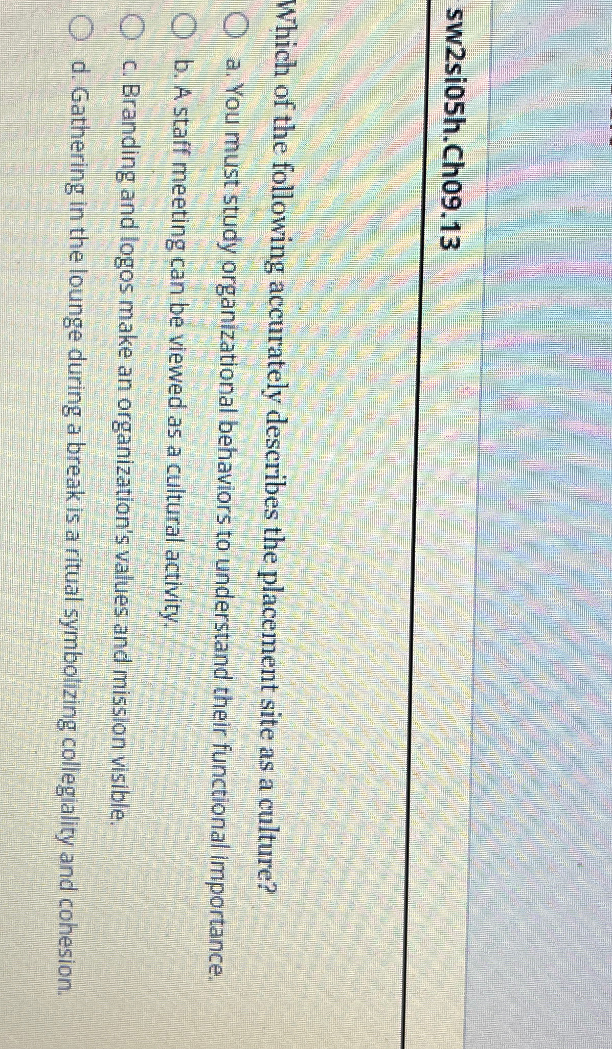  sw2si05h.Ch09.13 Which of the following accurately describes the placement site as