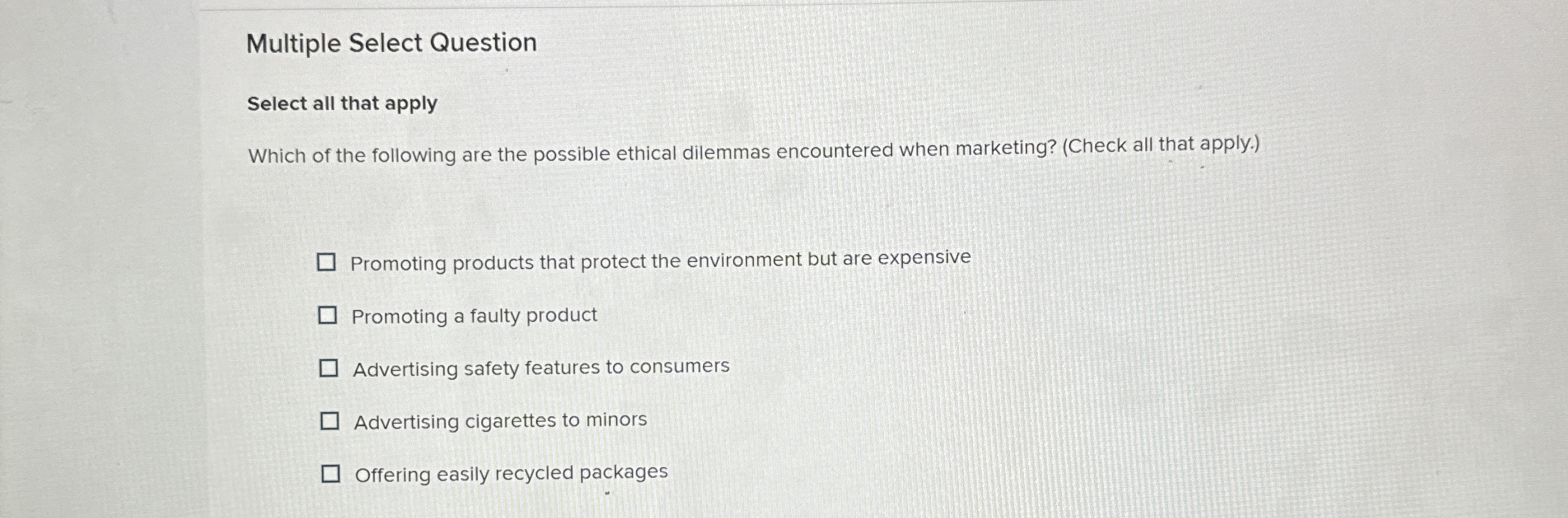  Multiple Select Question Select all that apply Which of the following