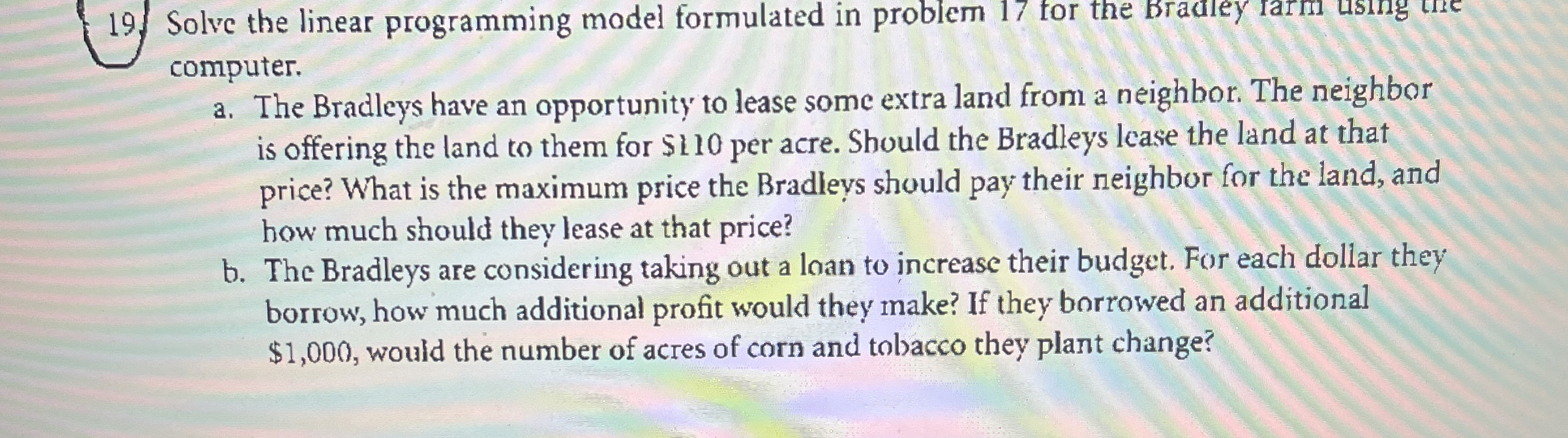  Solve the linear programming model formulated in problem 17 for the