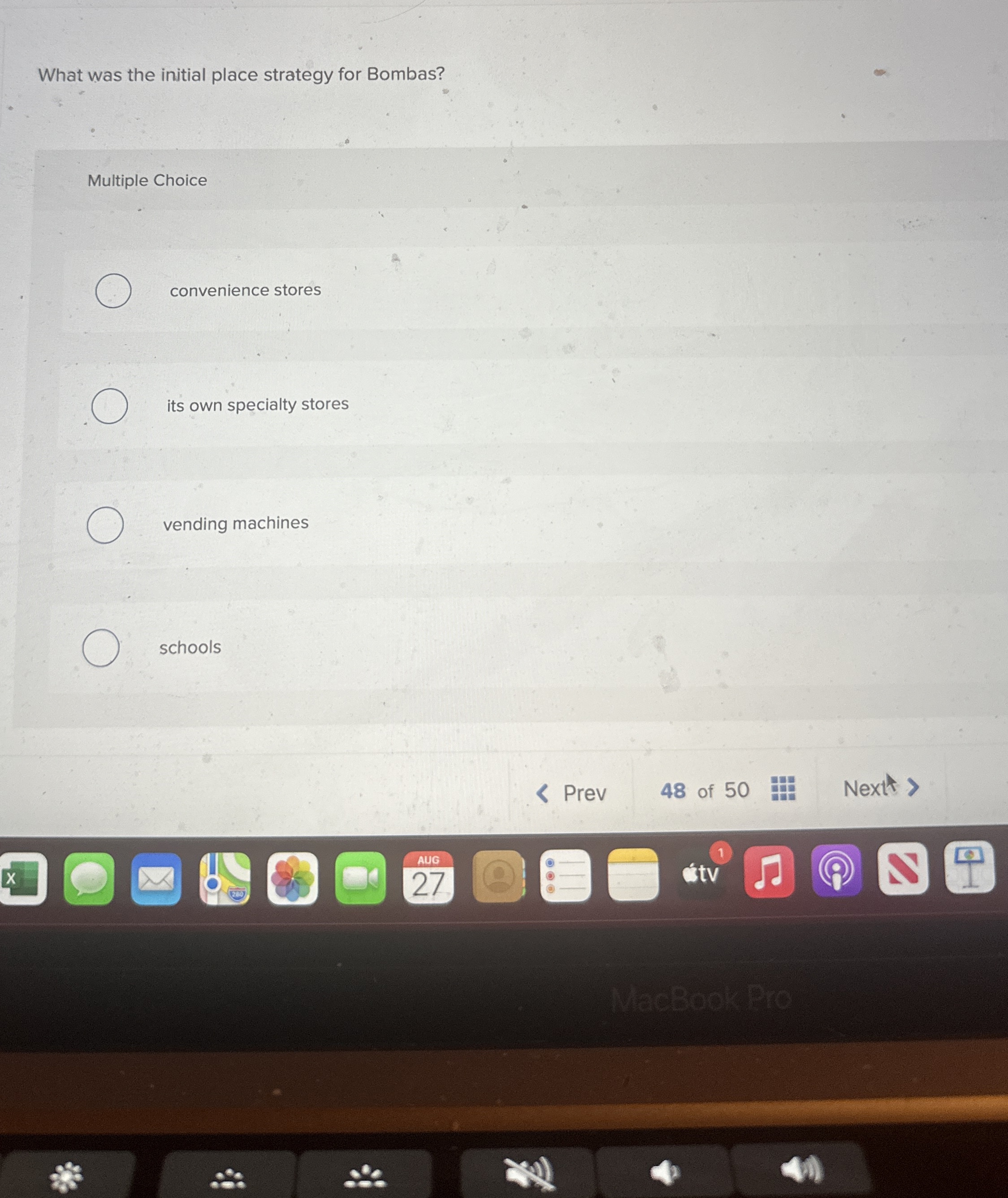  What was the initial place strategy for Bombas? Multiple Choice convenience