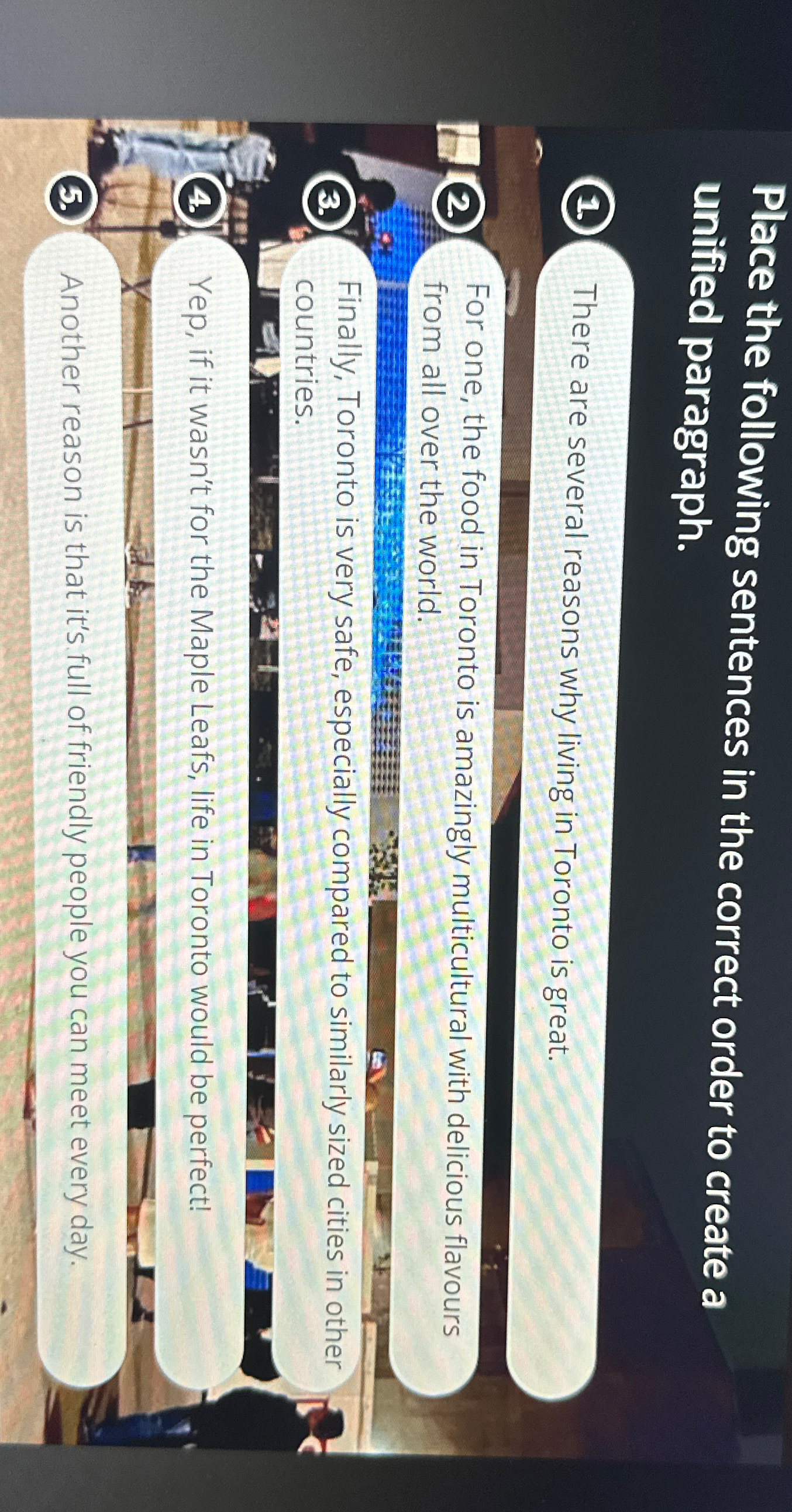  Place the following sentences in the correct order to create a