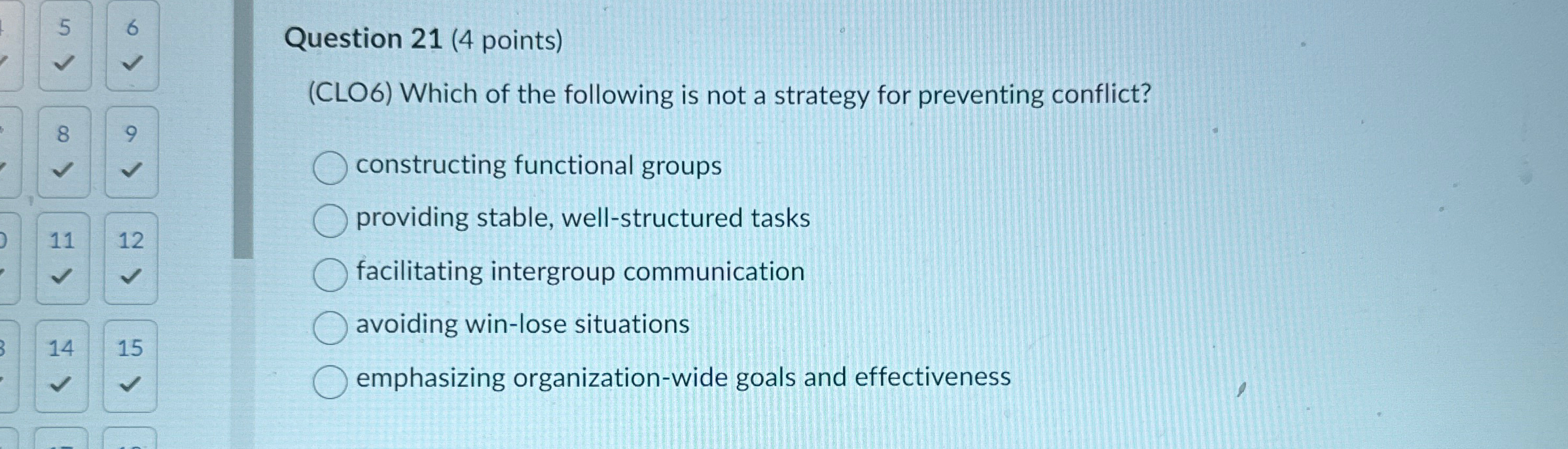  Question 21(4 points) (CLO6) Which of the following is not a