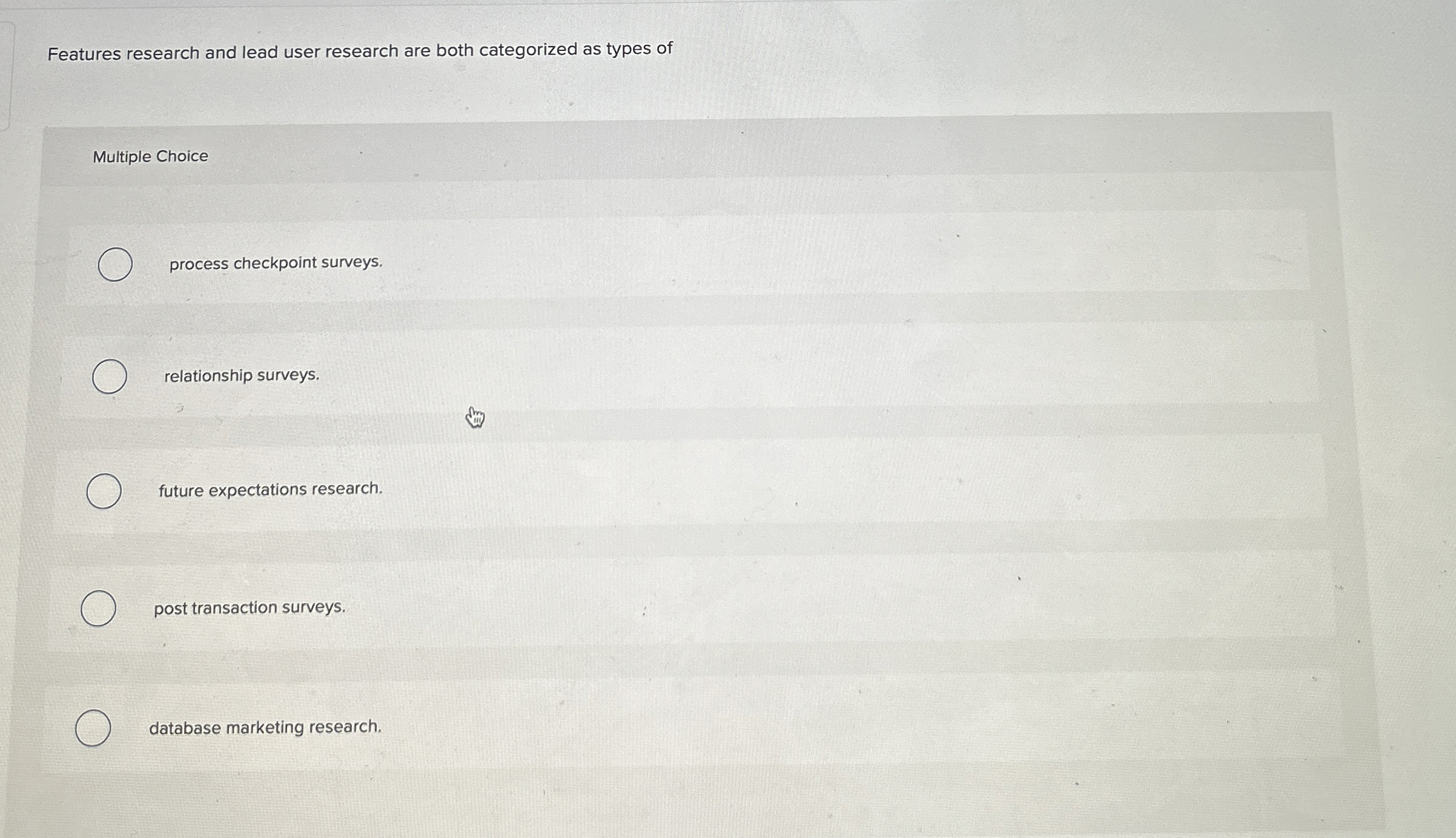  Features research and lead user research are both categorized as types