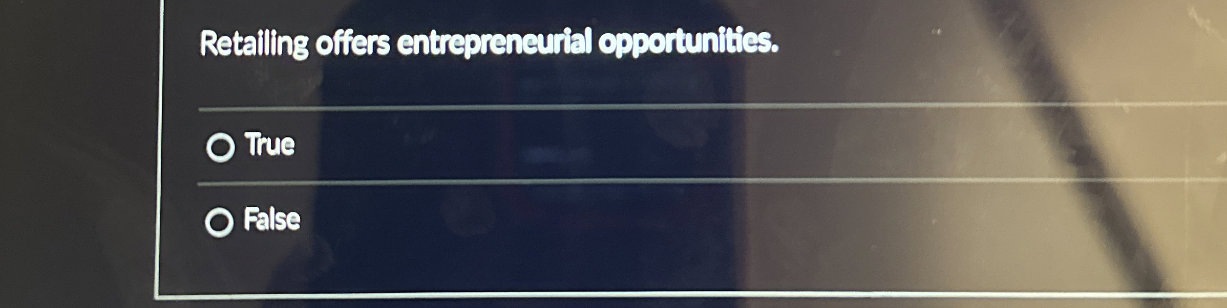  Retalling offers entreprencurial opportunities. True False 