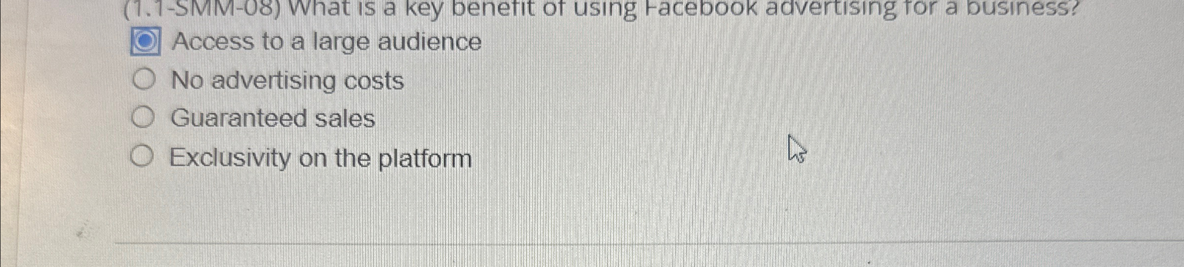  (1.1-SMM-08) What is a key benefit of using Facebook advertising tor