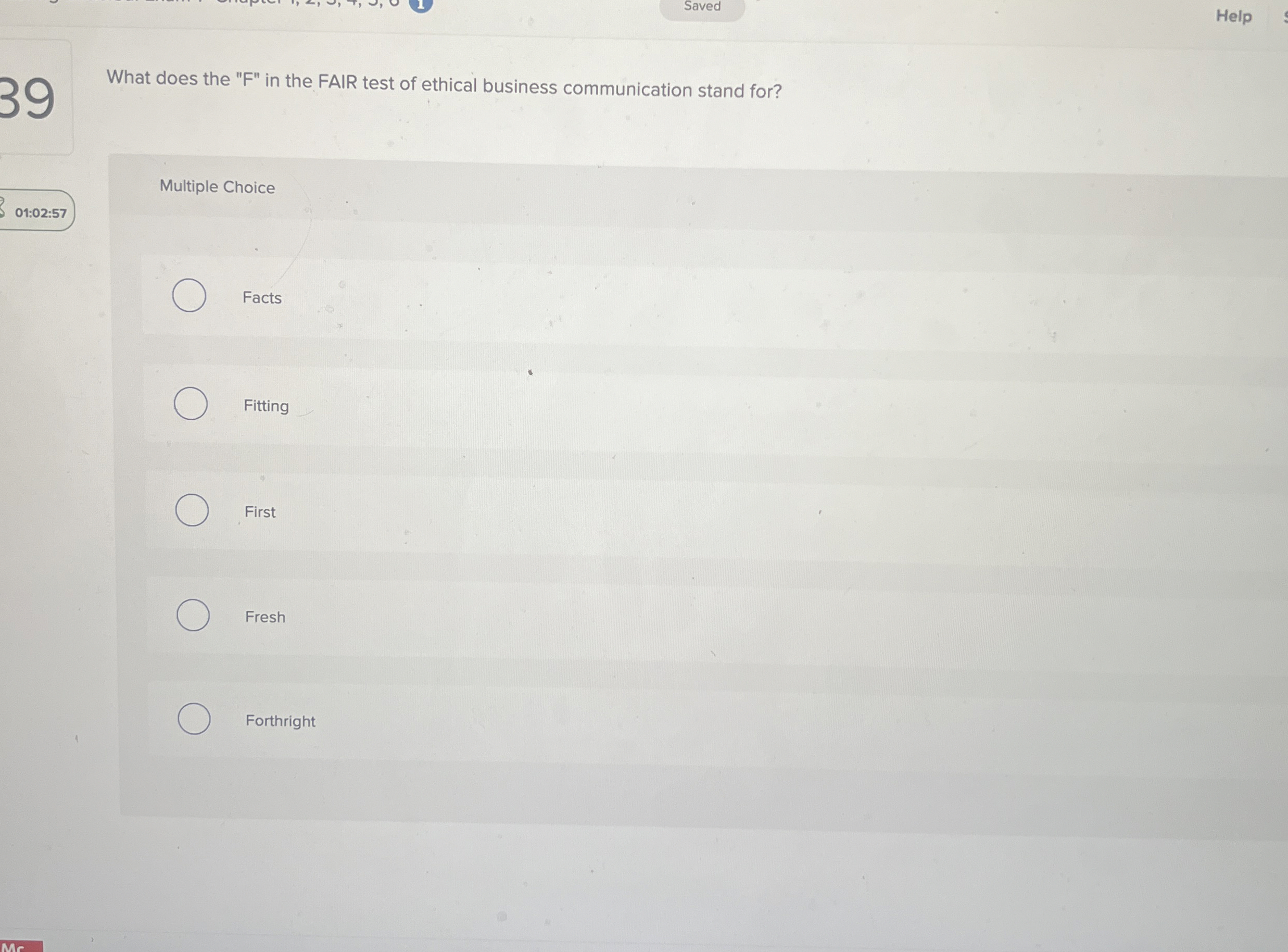  Saved Help What does the "F" in the FAIR test of