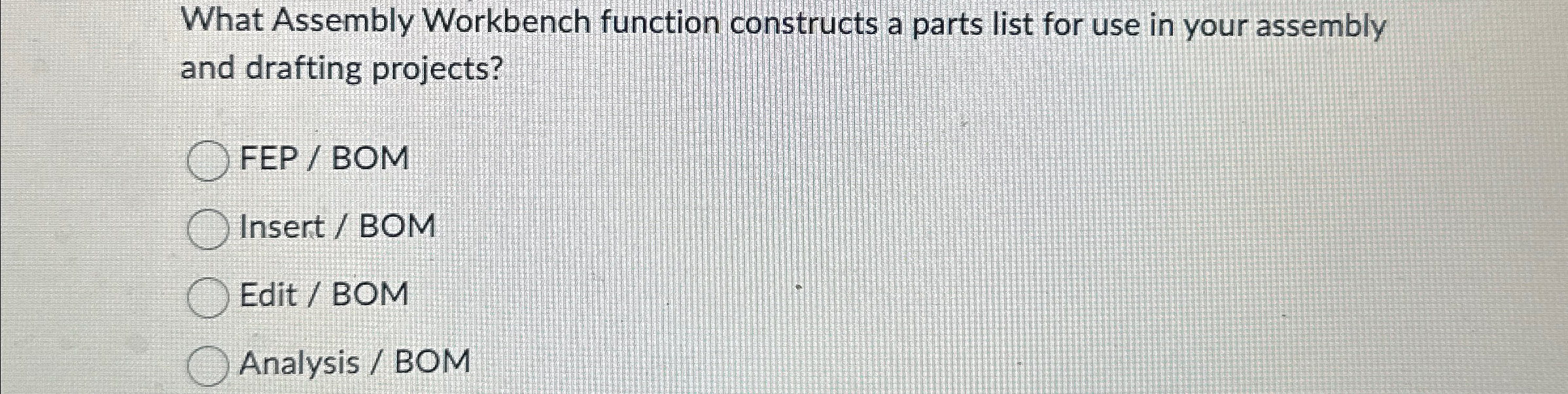  What Assembly Workbench function constructs a parts list for use in