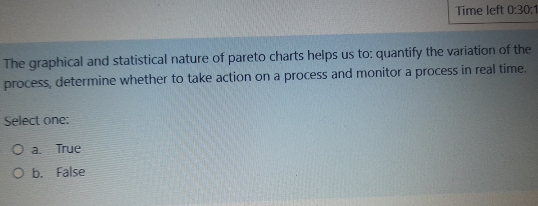  Time left 0:30:1 The graphical and statistical nature of pareto charts