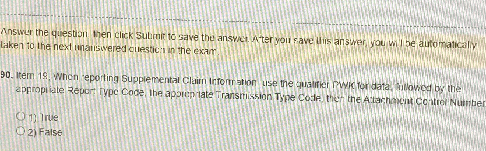  Answer the question, then click Submit to save the answer. After