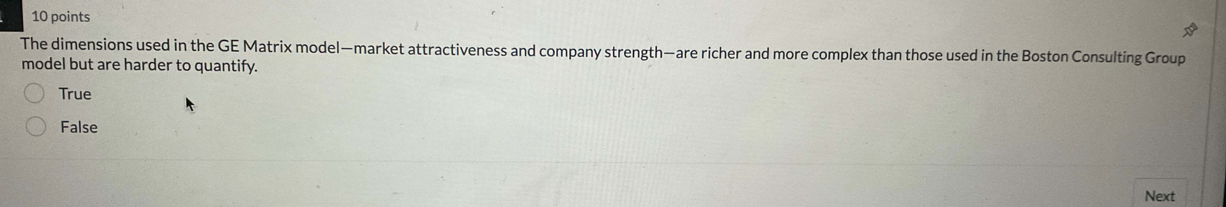  10 points The dimensions used in the GE Matrix model-market attractiveness