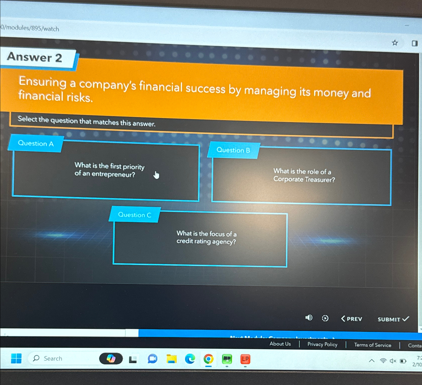  0/modules/895/watch Answer 2 Ensuring a company's financial success by managing its