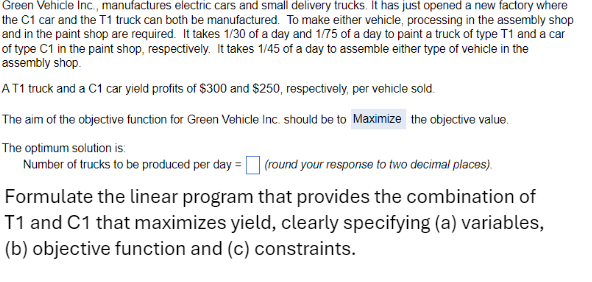  Formulate the linear program that provides the combination of T1 and