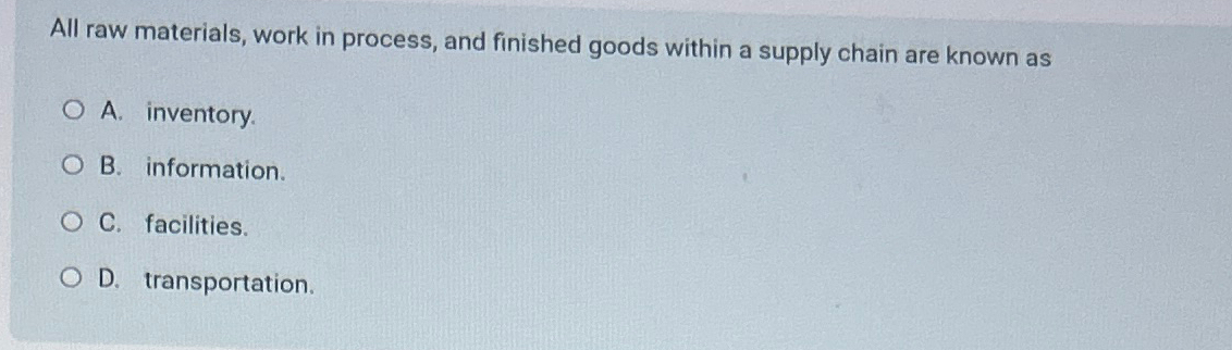  All raw materials, work in process, and finished goods within a