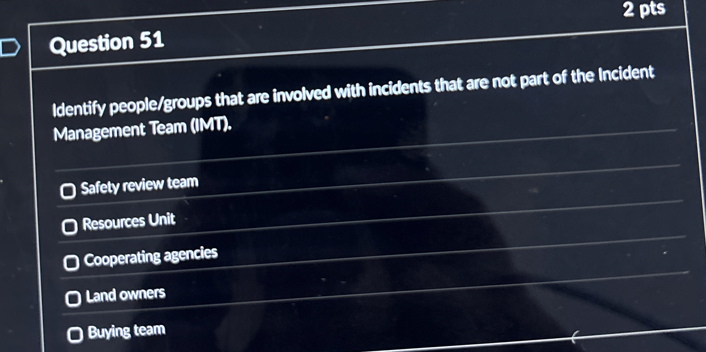  Question 51 Identify people/groups that are involved with incidents that are