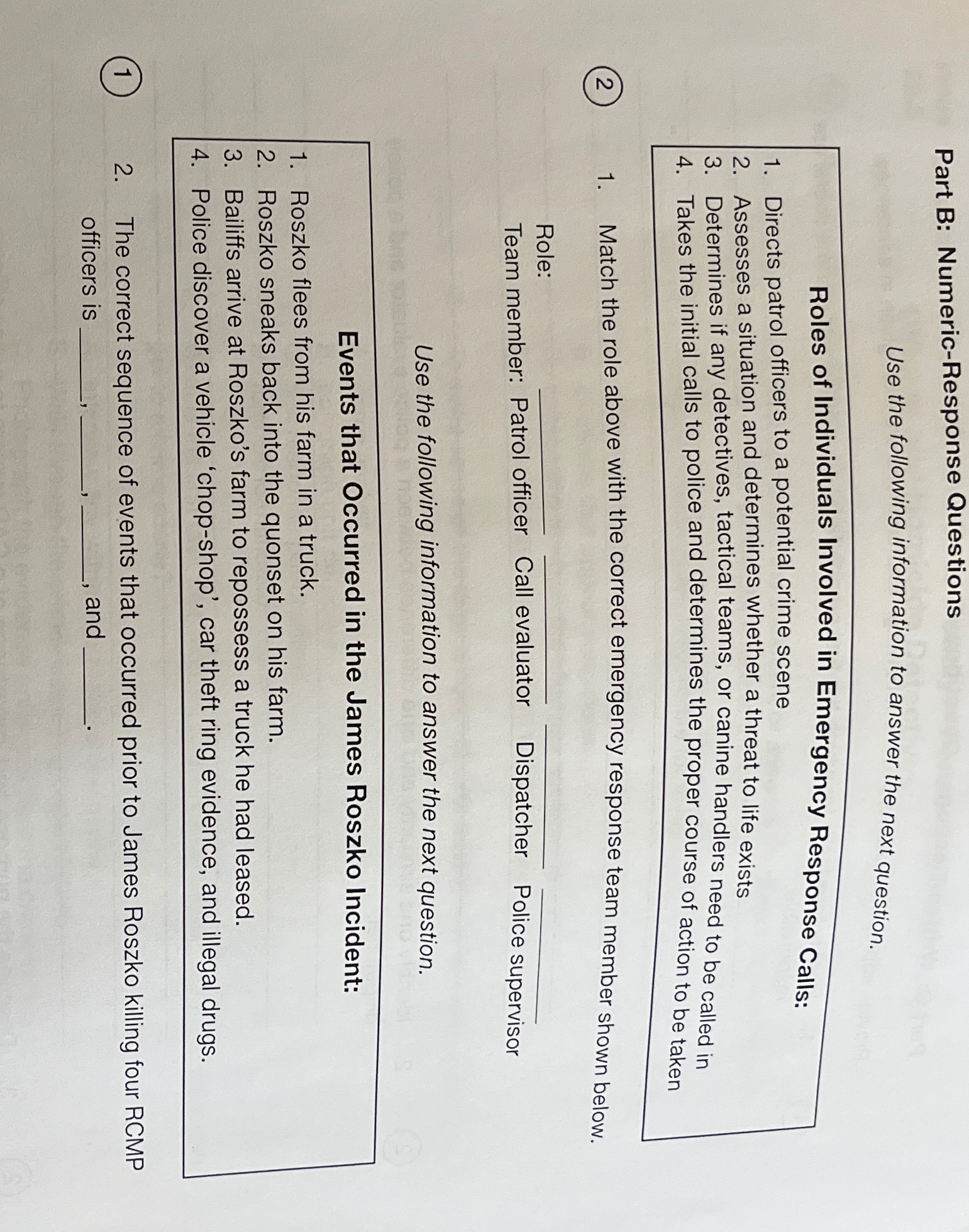  Part B: Numeric-Response Questions Use the following information to answer the