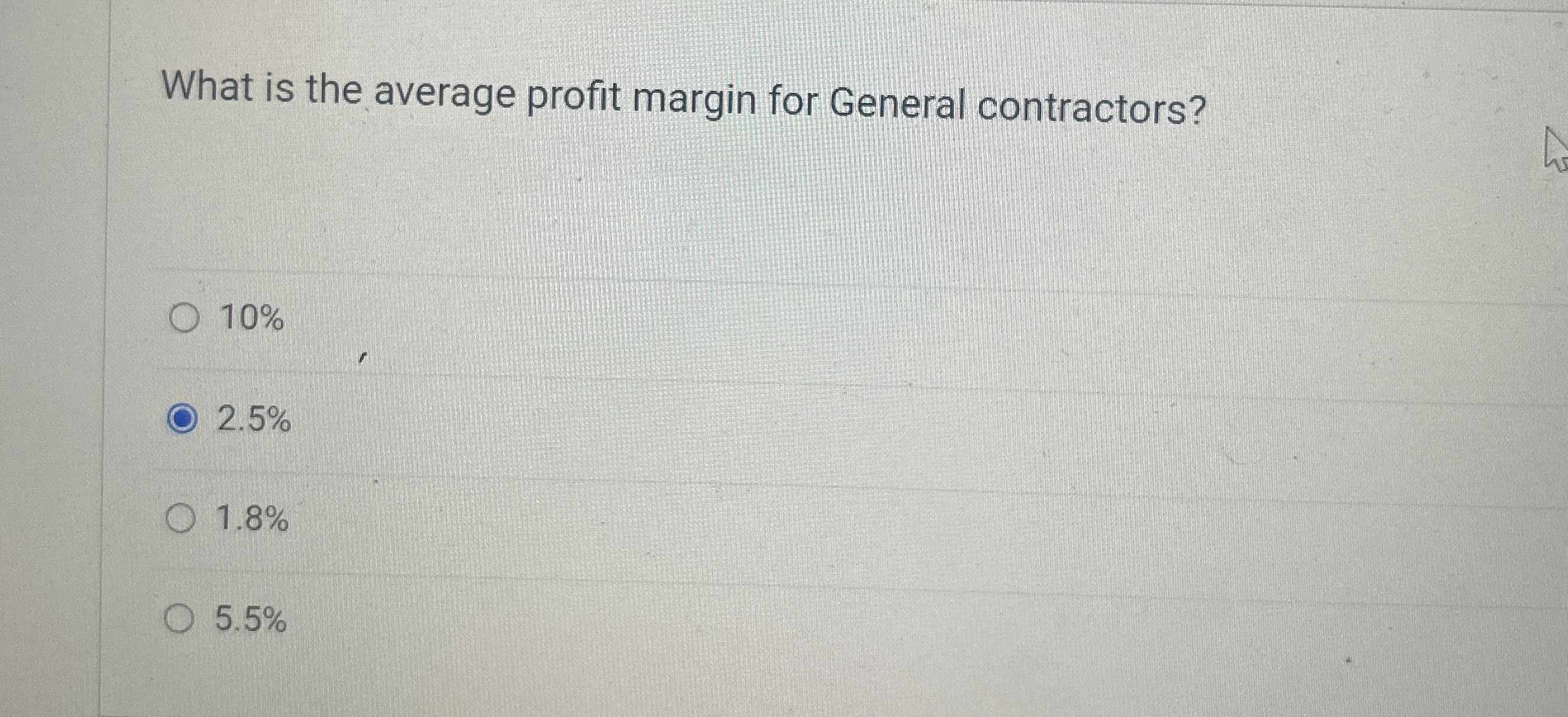  What is the average profit margin for General contractors? 10% 2.5%