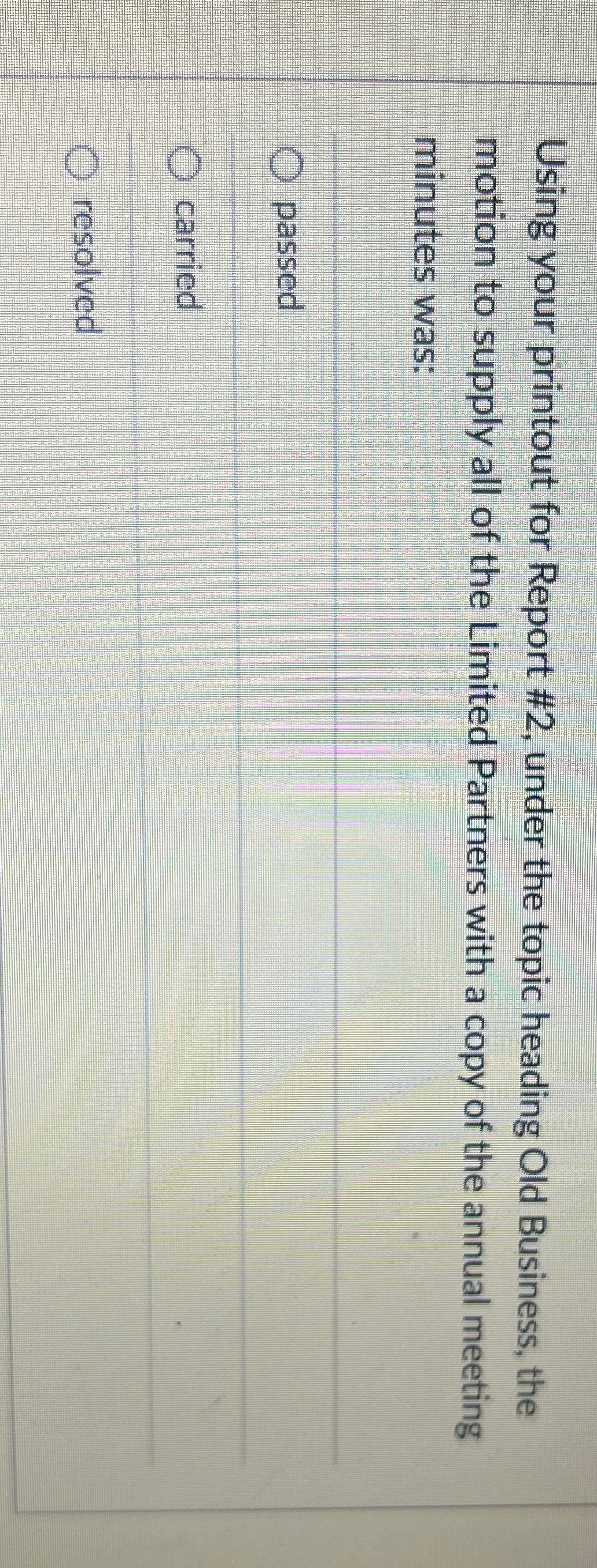  Using your printout for Report #2, under the topic heading Old