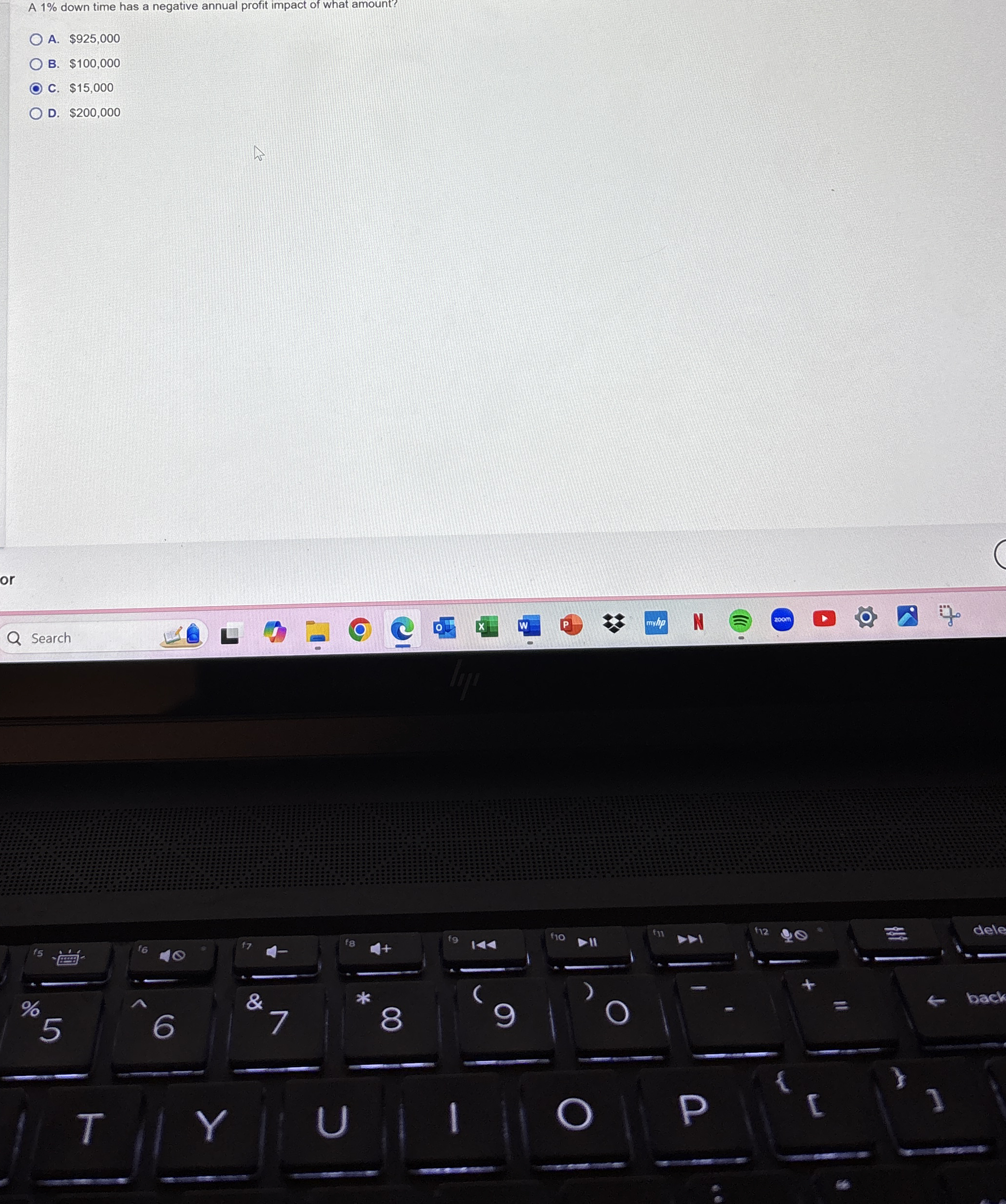  A 1% down time has a negative annual profit impact of