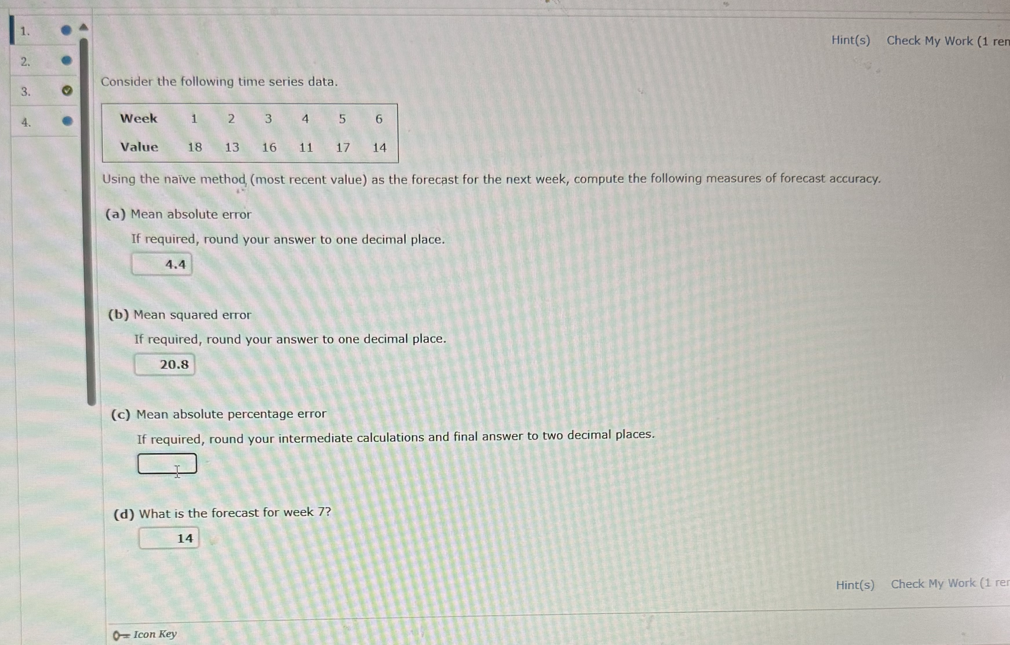  Hint(s) Check My Work (1 rer 2. 3. 4. Consider the