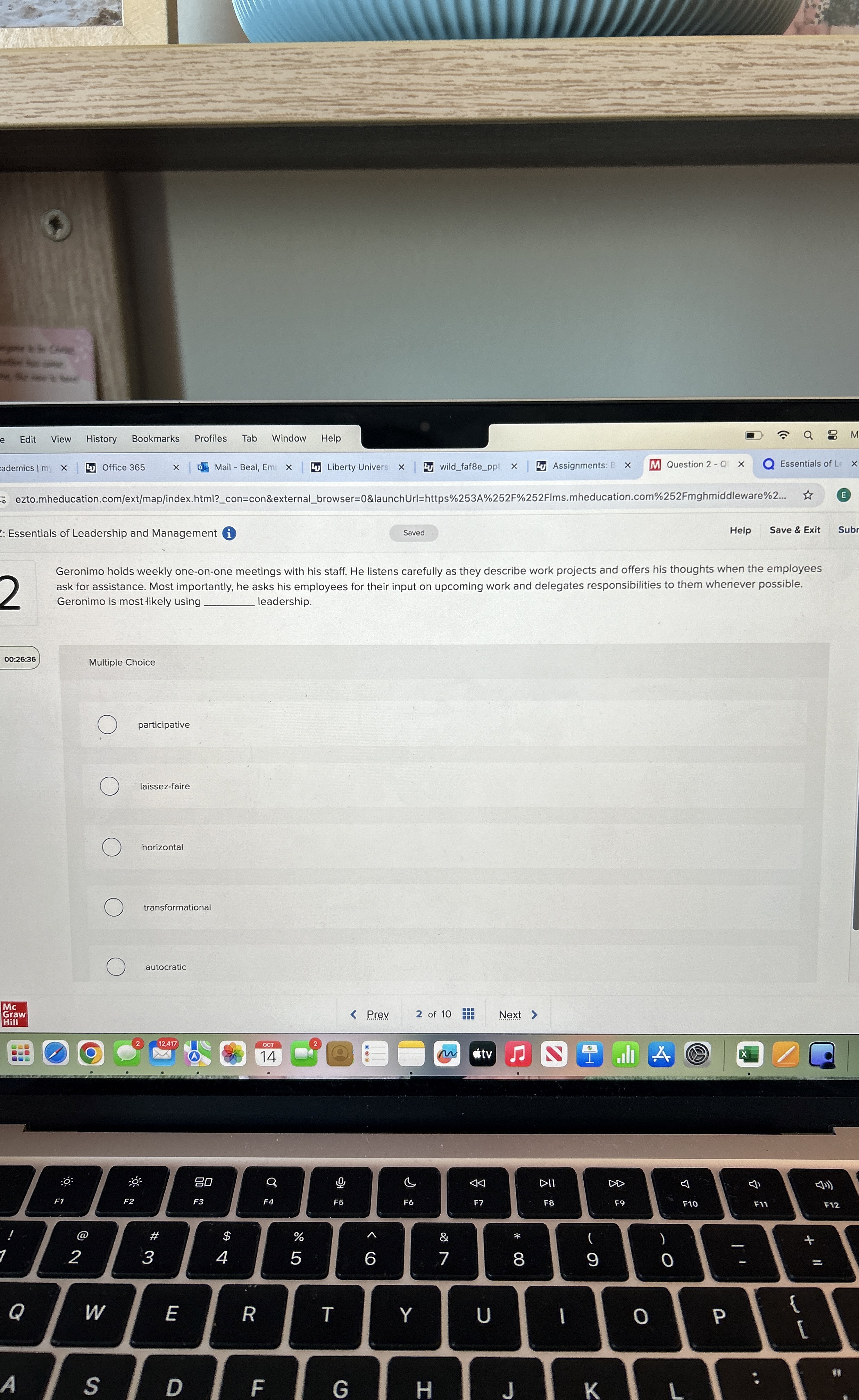  Geronimo holds weekly one-on-one meetings with his staff. He listens carefully