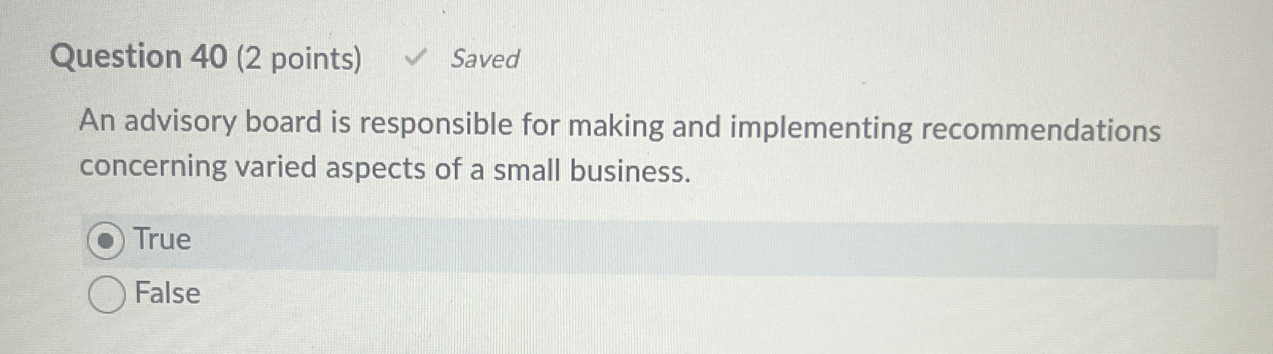  Question 40(2 points) An advisory board is responsible for making and