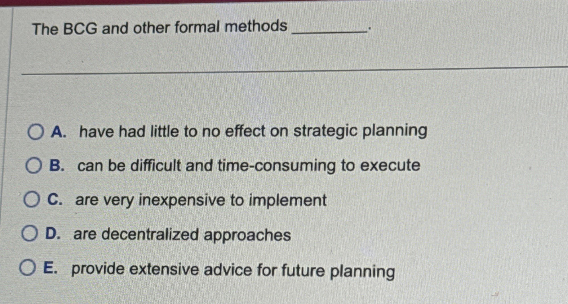  The BCG and other formal methods A. have had little to