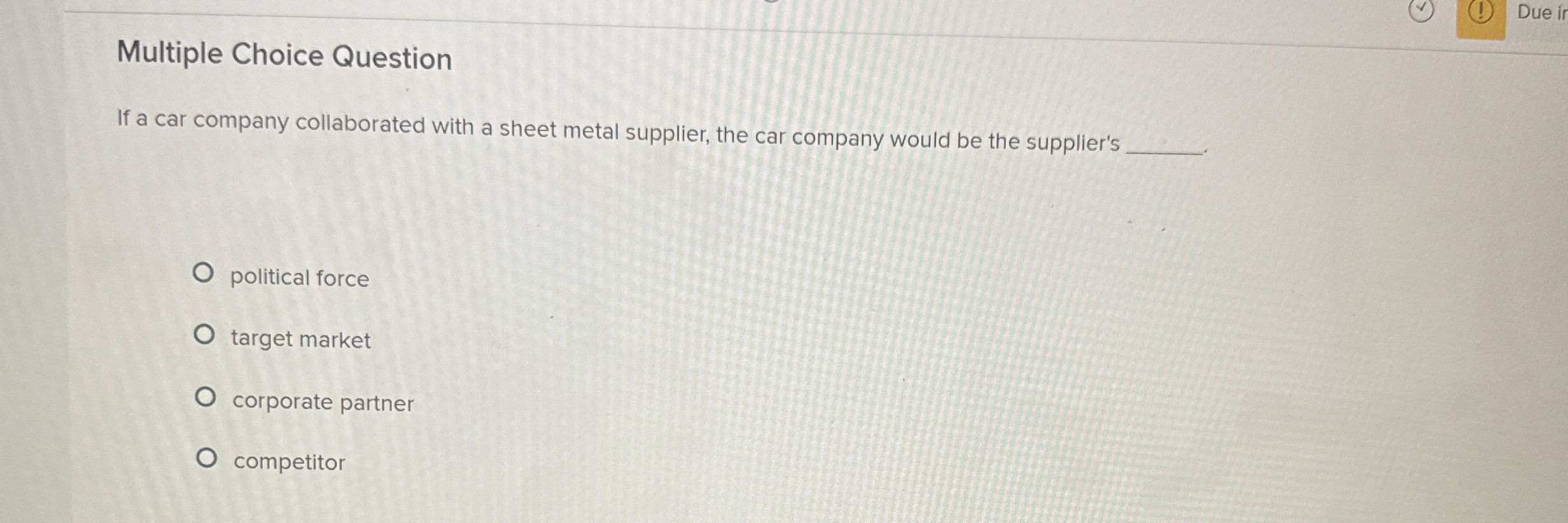  Multiple Choice Question If a car company collaborated with a sheet