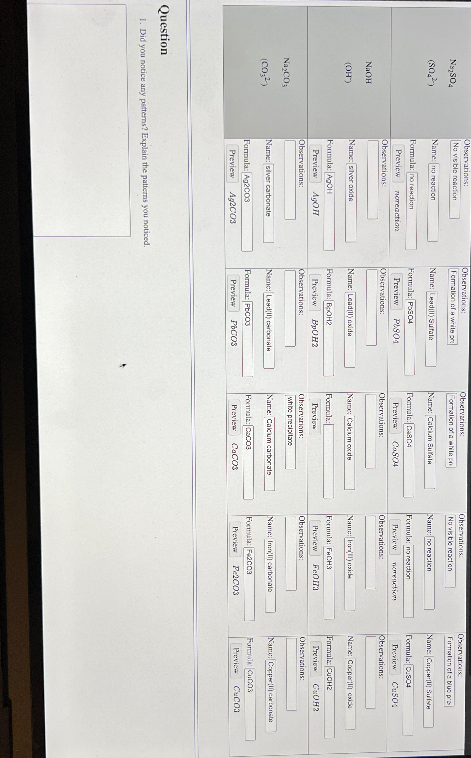  Question Did you notice any patterns? Explain the patterns you noticed.