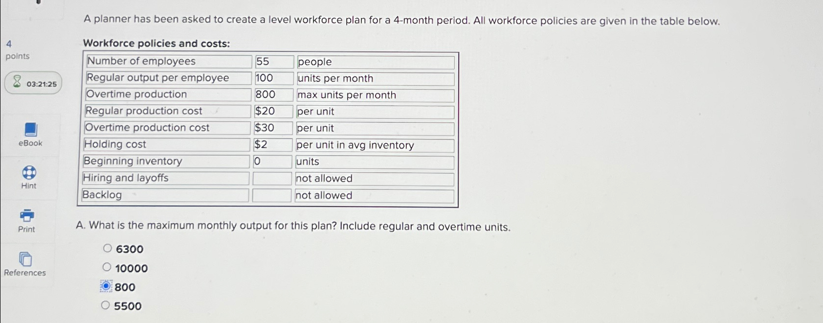  A planner has been asked to create a level workforce plan