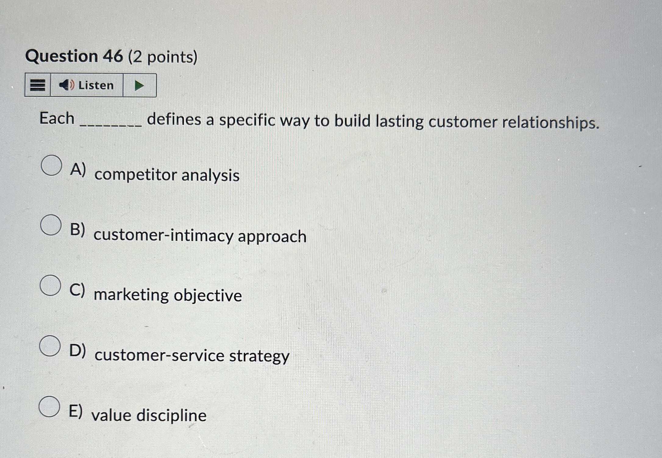  Question 46(2 points) Each defines a specific way to build lasting