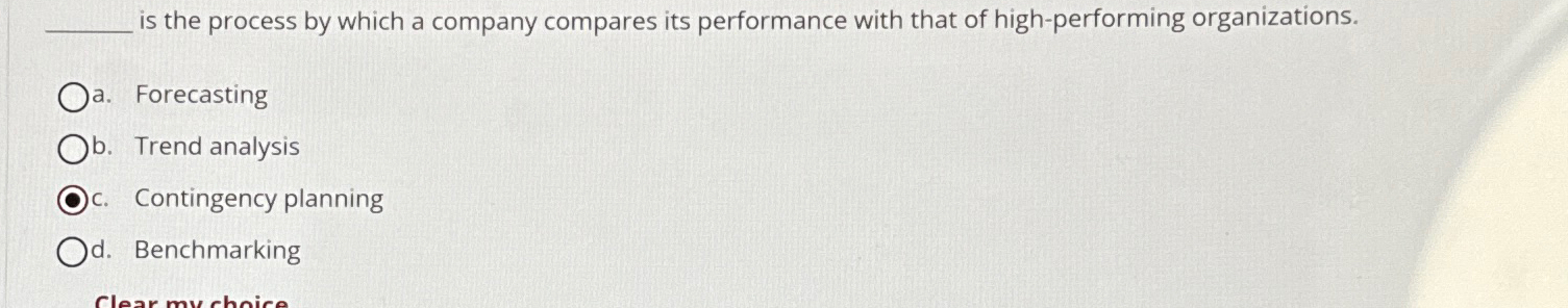  is the process by which a company compares its performance with