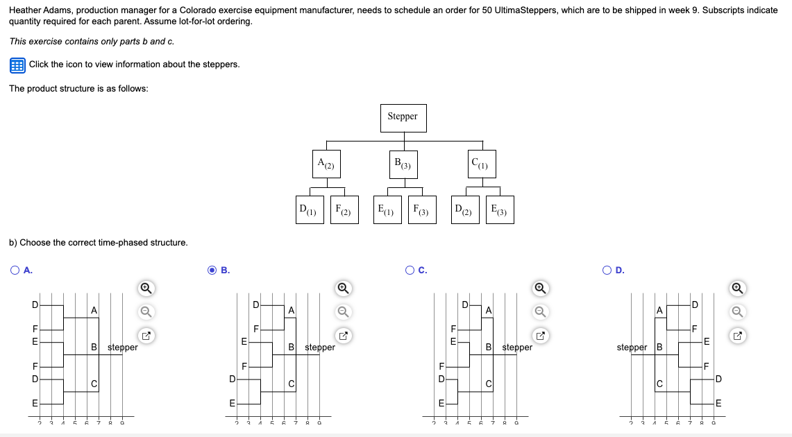  c) Develop a net material requirements plan for F(enter your responses