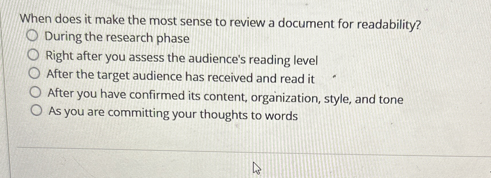  When does it make the most sense to review a document