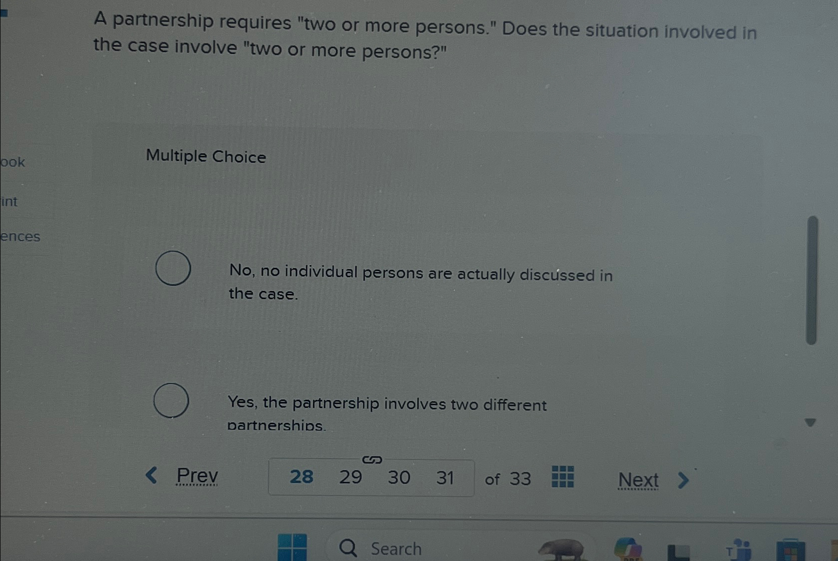  A partnership requires "two or more persons." Does the situation involved