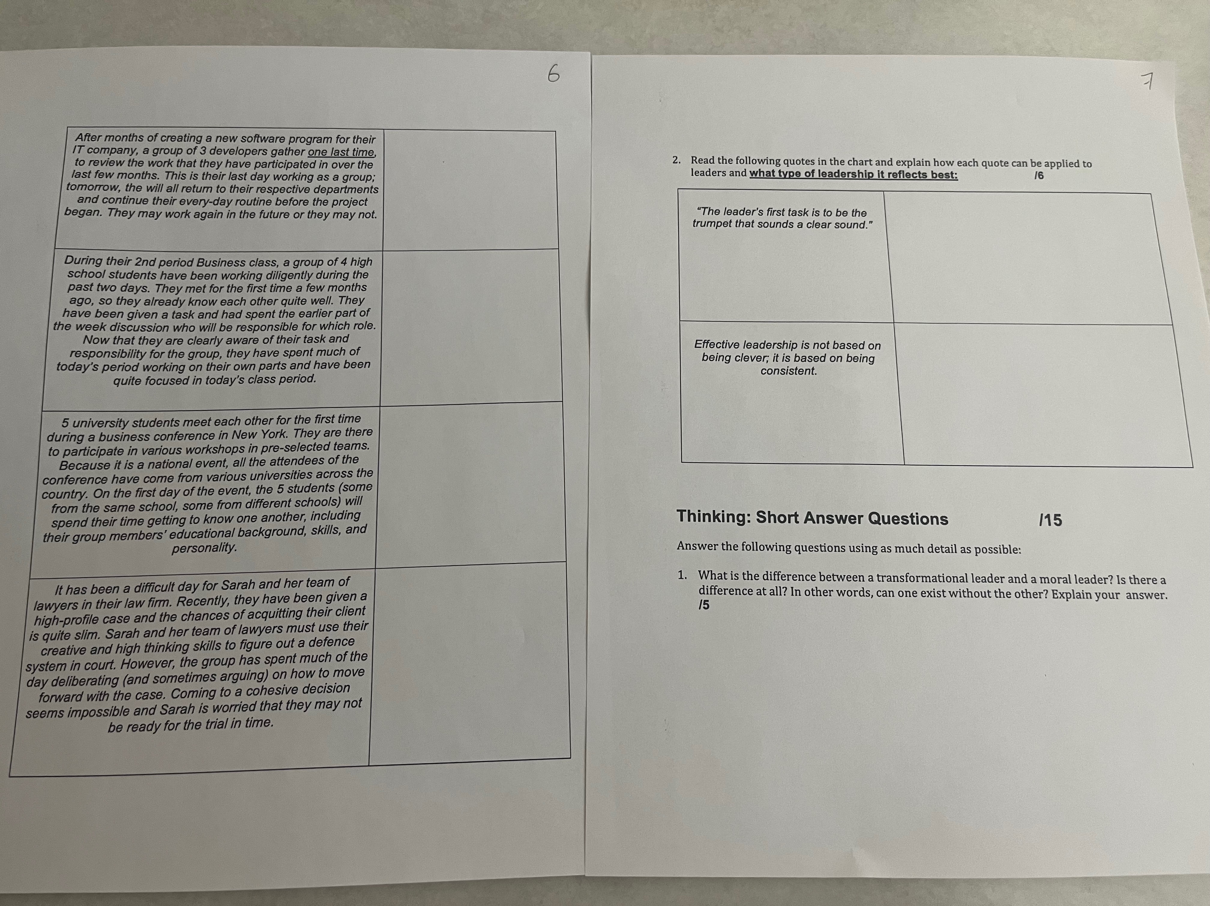  Read the following quotes in the chart and explain how rach