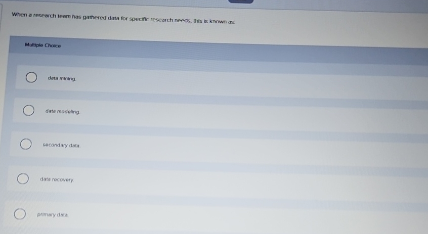  When a research team has gathered data for specific research needs,