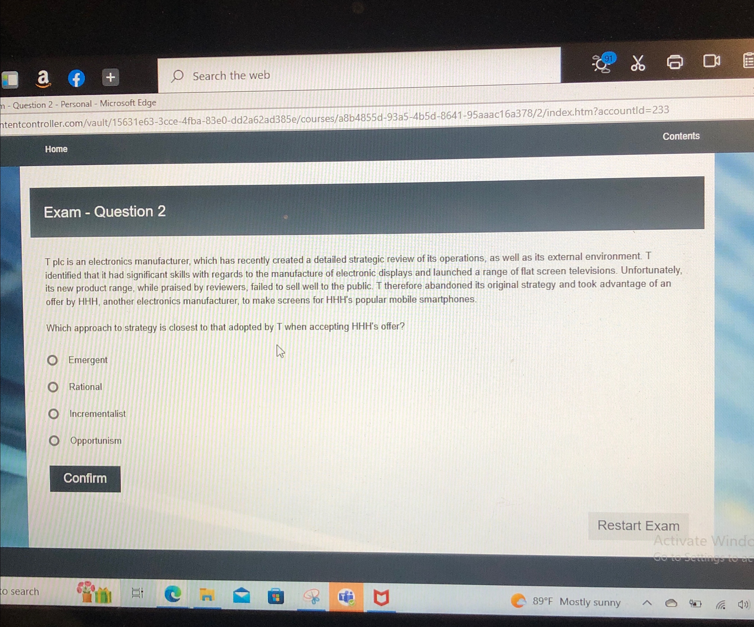  Search the web Question 2- Personal - Microsoft Edge itentcontroller.com/vault/15631e63-3cce-4fba-83e0-dd2a62ad385e/courses/a8b4855d-93a5-4b5d-8641-95aaac16a378/2/index.htm?accountld=233 Home