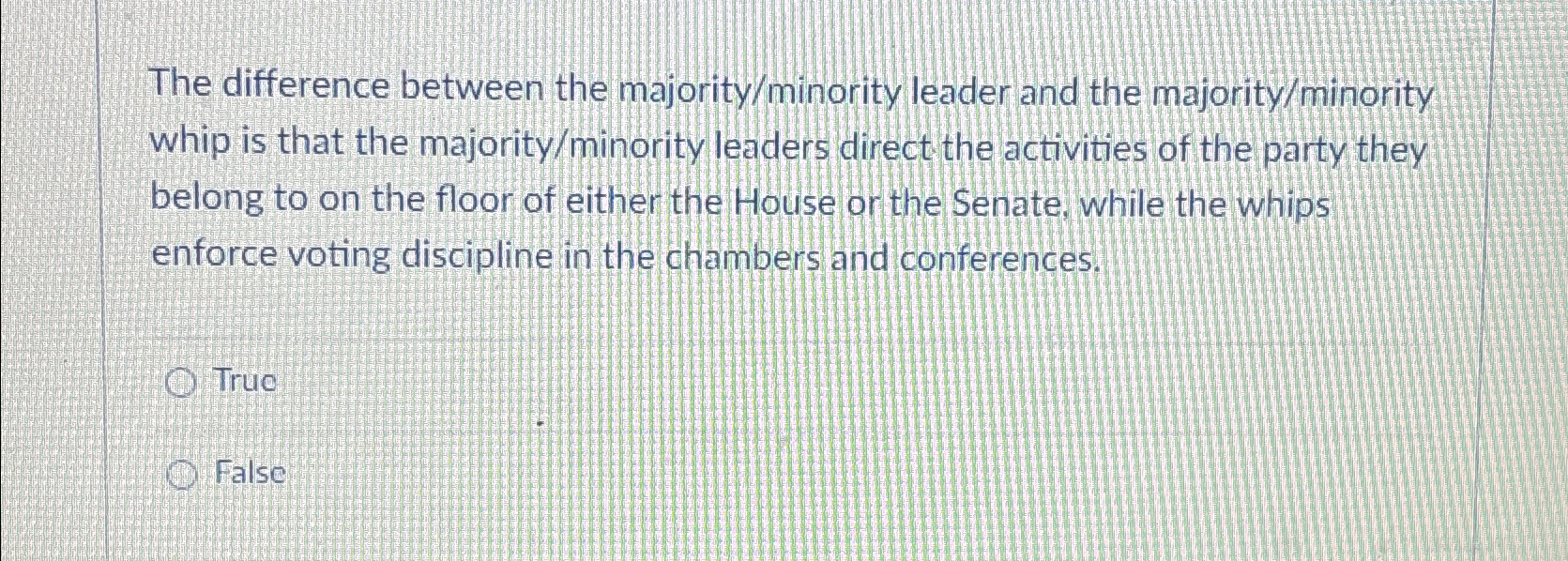  The difference between the majority/minority leader and the majority/minority whip is