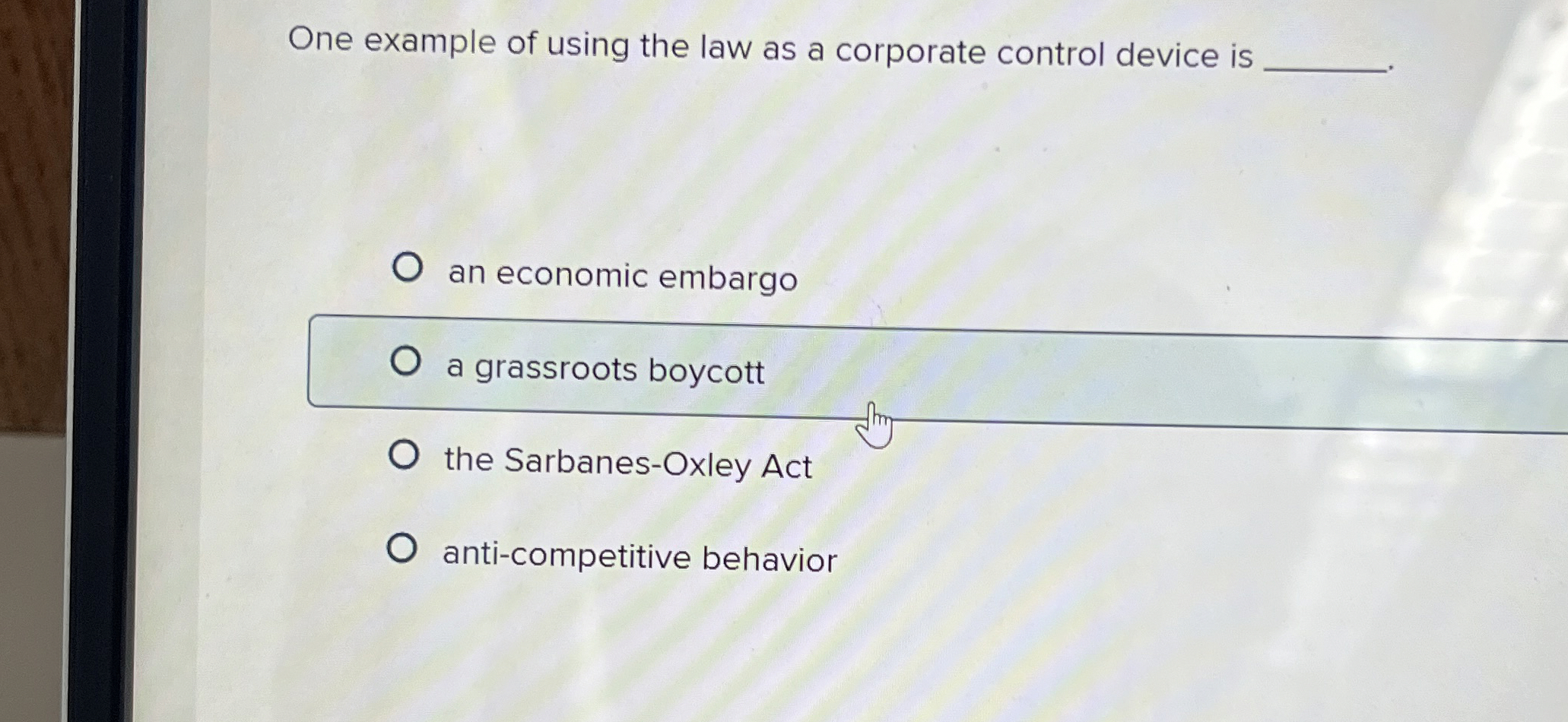  One example of using the law as a corporate control device
