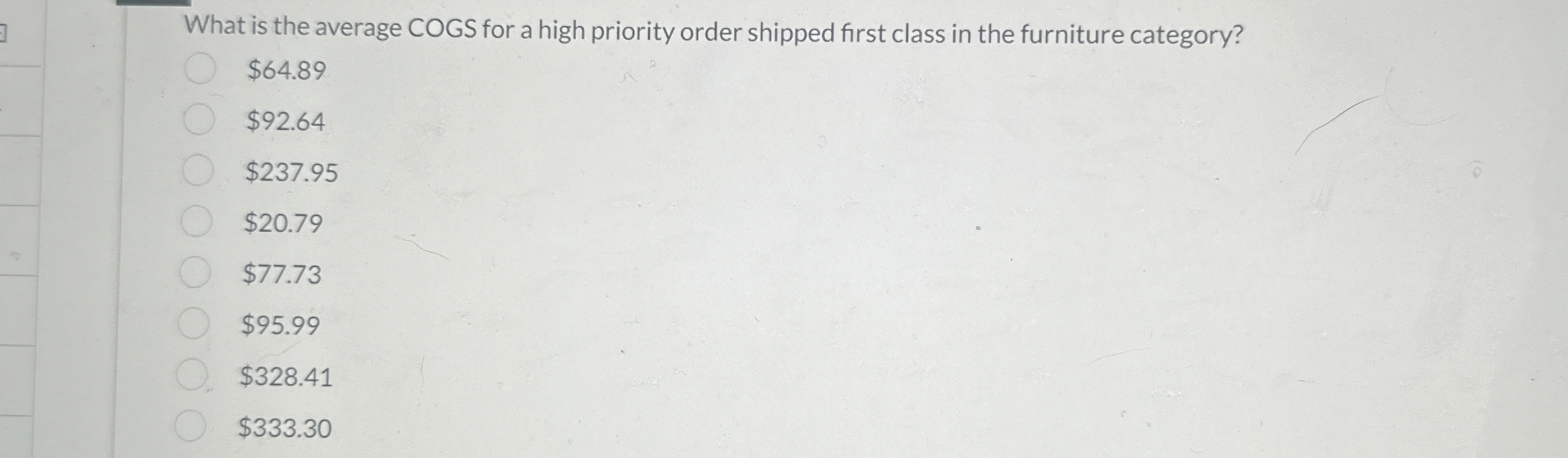  What is the average COGS for a high priority order shipped
