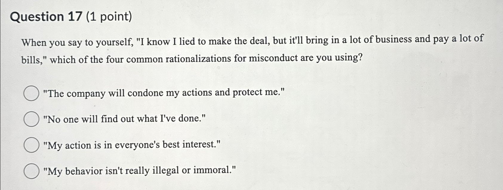  Question 17(1 point) When you say to yourself, "I know I