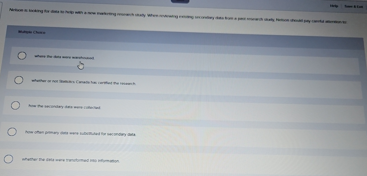  Nelson is looking for data to help with a new marketing