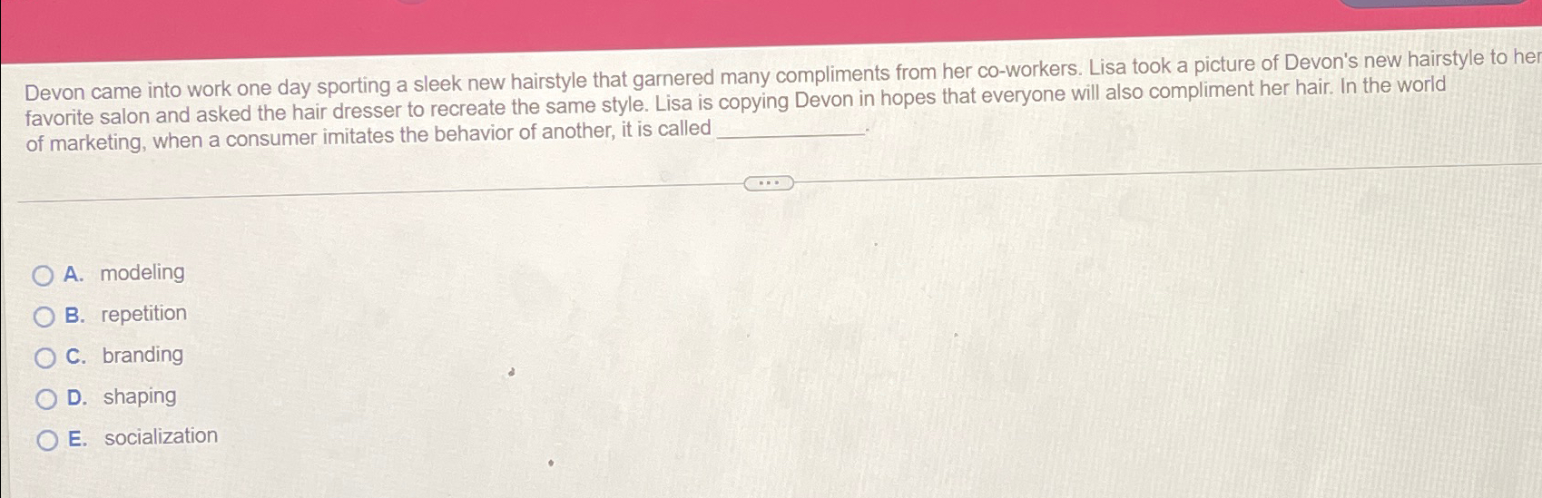  Devon came into work one day sporting a sleek new hairstyle