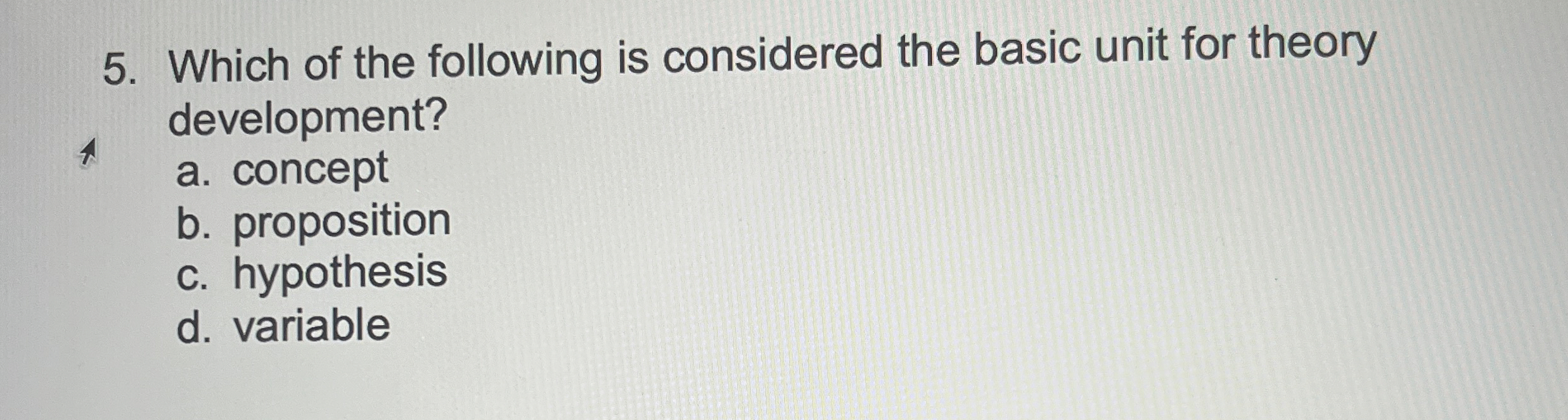  Which of the following is considered the basic unit for theory