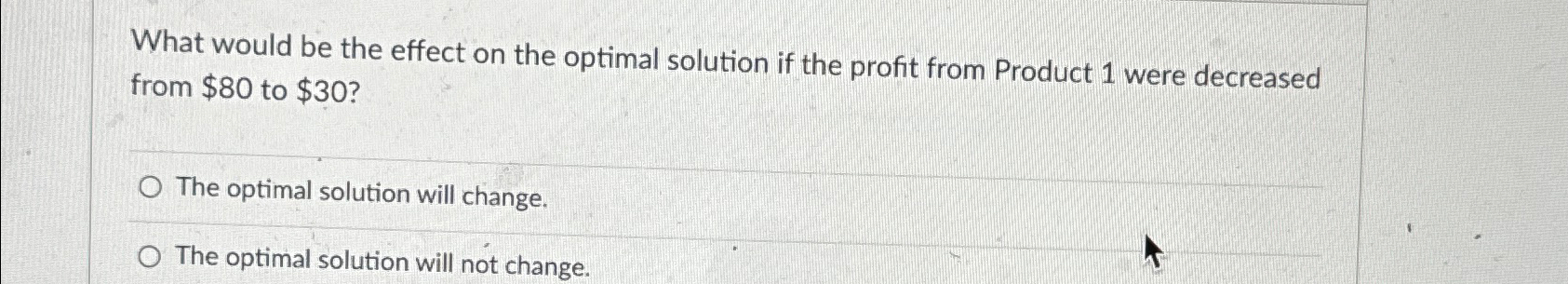  What would be the effect on the optimal solution if the