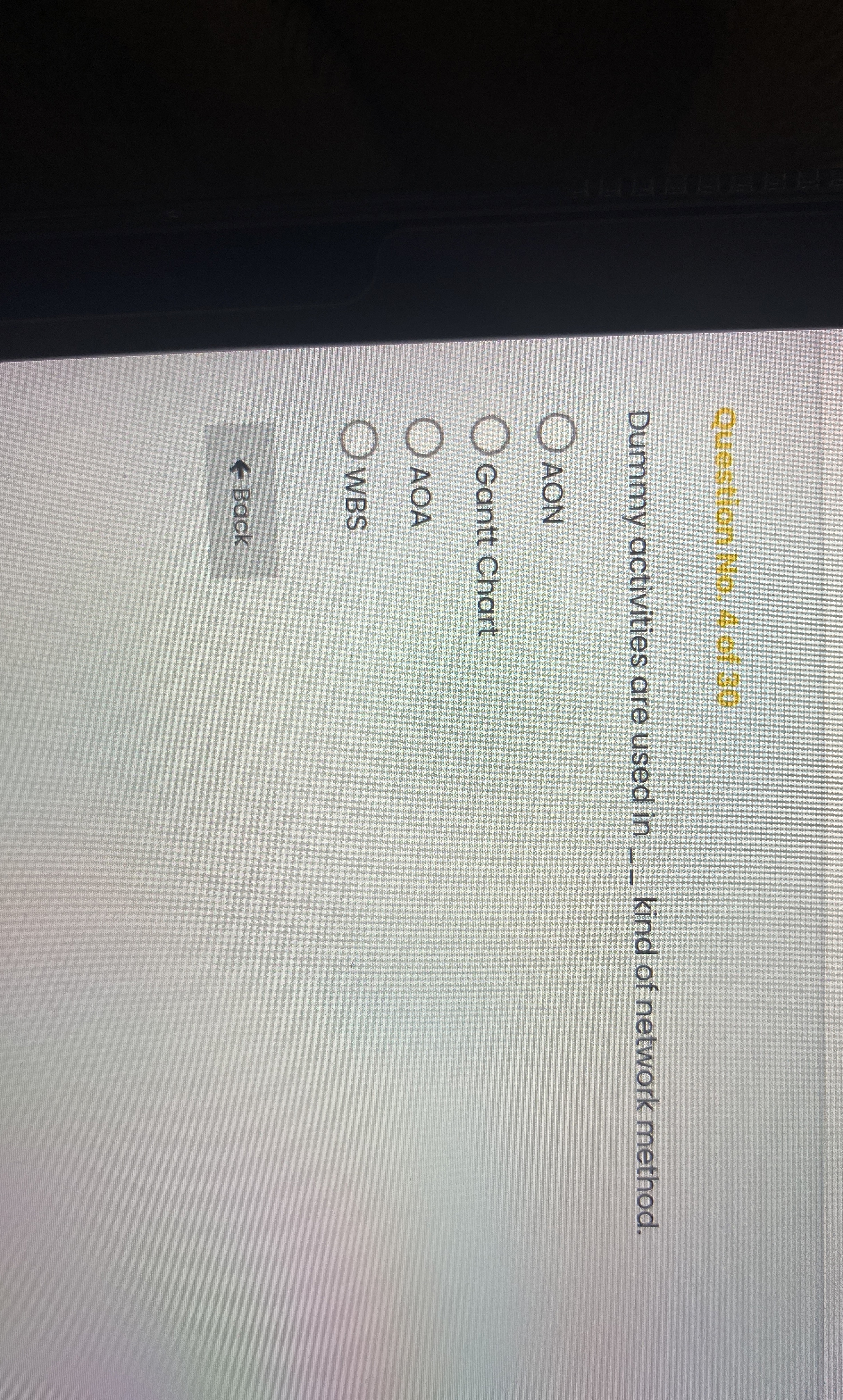  Dummy activities are used in -- kind if network method 