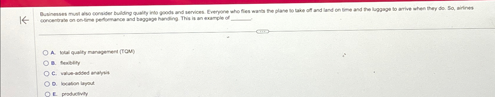 concentrate on on-time performance and baggage handling. This is an example